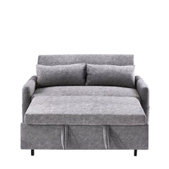 Contemporary Grey Pull Out Sleep Sofa Bed Loveseat with Adjustable Backrest, Storage Pockets, USB Ports and 2 Soft Pillows