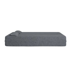 Modern Floor Sofa, with 2 Pillows, Convertible Teddy Fabric Foam Filled Bed, 15 inch Full Size Folding Mattress, Suitable for Living Room, Guest room, Game Room, Grey