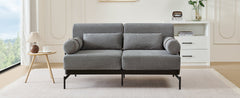 Modern Loveseat Sofa 59' Sofa Couch 2-Seater with USB Ports, Unique Cylindrical Armrests, Grey Chenille