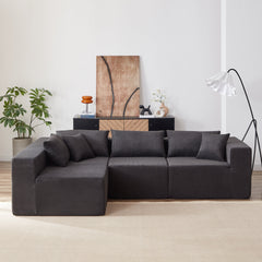 104-Inch Corduroy  Modular L Shaped Sectional Sofa,Luxury Floor Couch Set,Upholstered Indoor Furniture,Foam-Filled Compressed Sofa for Living Room,Bedroom,4 PC Free Combination