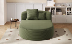 Modern Chaise Lounge Sofa Boneless Couch with Two Supportive Pillows, Green Corduroy, 51.6' Sofa Bed