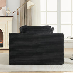 Modern Black Corduroy Chaise Lounge Sofa Bed with Removable Pillows, 48.8' Upholstered Sleeper Sofa