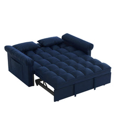 Loveseats Sofa Bed with Pull-out Bed,Adjsutable Back-Blue