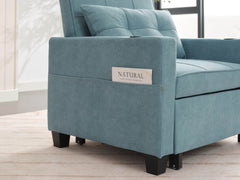 Futon Chair Bed Convertible Chair 3-in-1 Pull Out Sleeper Chair Beds with USB Ports,Wear-resistant and Anti-scratch,  Armchair Bed Sleeper for Living Room (Green Scratch Cloth)