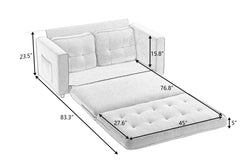 3 Fold Sofa,Convertible Futon Couch sleeper sofabed,Space saving loveseat,Pull Out Couch Bed for Living Room,Dark Gray & Light Gray & Beige,Velvet linen fabric