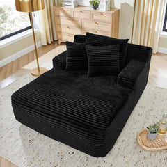 Modern Velvet Fabric Single Lazy Sofa Lounge Chair, Indoor Use, Black, No Assembly Required
