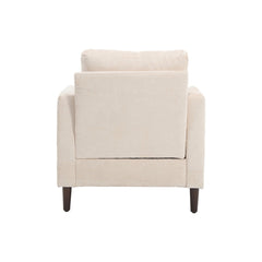Modern Accent Lounge Chair with Tufted Club Design, Beige Chenille Upholstery, Solid Wood Frame for Living Room and Bedroom