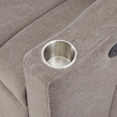 Convertible Sofa Bed Loveseat with USB Ports, Side Pockets, Cup Holders & Swivel Phone Holder, Light Grey Bella Fabric