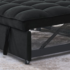 Sleeper Sofa, Convertible Sofa, Recliner, Bed, 3-in-1, 3-Position Adjustable Backrest, 2-Seater Sectional, Two Side Pockets, 2 Pillows for Living Room, Apartment, etc., Velvet Black 54' Wide.
