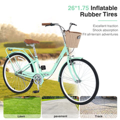 26 Inch Single Speed Folding Lady Bike , Durable Steel Frame,Compact Design for Easy Storage and Commuting