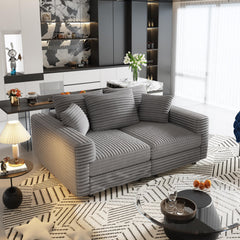 82.7 ' Plush Corduroy 3-Seat Sofa,Modern Comfy Upholstered Sofa Cloud Couch,Deep Seat Couches with Soft Pillows,Convertible Deep Seat Sofa Lounge Chair for Living Room Bedroom,Apartment,Office,Grey