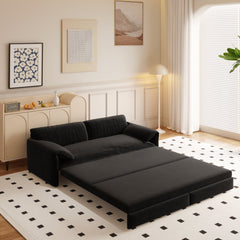 66' Queen Pull Out Sofa Bed, 3-in-1 Convertible Sleeper Sofa with Side Storage,Multi-Functional Velvet Loveseat Bed for Living Room,Bedroom,Apartment,Office.(Old Sku:W1885P214784;New Sku:W1885S00222)