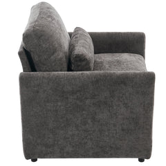 Cozy Upholstered Armchair with Double Cushion in Grey Chenille, 31.9 Inches