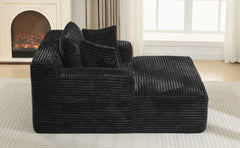 Modern Black Corduroy Chaise Lounge Sofa Bed with Removable Pillows, 48.8' Upholstered Sleeper Sofa