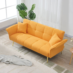 70-inch teddy fleece sofabed, convertible futon sofabed with adjustable arms and backrest, modern love sofa for living room and bedroom.
