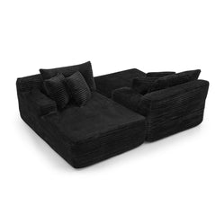 Two-seater lazy sofa lounge chair,Compressed sofa no assembly required, made of velvet fabric, fluffy modern  lounge chair, used for indoor living rooms and bedrooms-Black