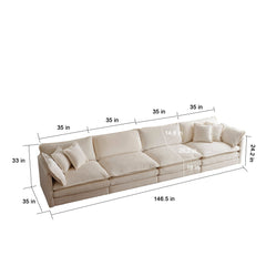 Modular Sectional Sofa for Living Room,U Shaped Couch 5 Seater Convertible Sectional Couch with 1 Ottoman ,Beige Chenille