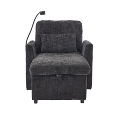 Multifunctional Lazy Person Sofa Recliner with Storage Backrest and Cell Phone Bracket in Chenille for Living Room or Bedroom