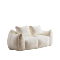 Giant Bean Bag Couch for Adults, Ultra Soft Fluffy Loveseat Bean Bag Sofa, Oversized Chase Lounge Chair Indoor for Living Room Bedroom, No Assembly Required Cozy Reading Chair with Pillows, White