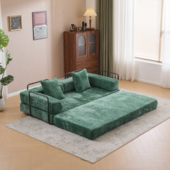 Floor Couch,Compression Sofa,Convertible Floor Sofa Bed-with Pillow Back Support Armrest,Comfy Futon Couch Lounge Sleeper Bed,Chenille fabric,for Living Room Bedroom (dark green)