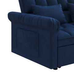 Loveseats Sofa Bed with Pull-out Bed,Adjsutable Back-Blue
