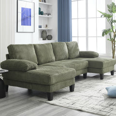 [VIDEO provided][New]U-Shaped Couch with Oversized Seat,4-Seat Sofa  with Double Chaise,Comfortable and spacious indoor furniture for Living Room,Apartment