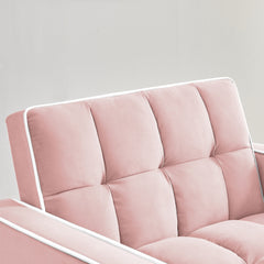 Modern Velvet Three-in-One Sofa Bed Chair with Adjustable Backrest in Pink