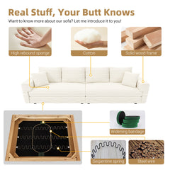 102.4 'Plush Corduroy 4-Seat Sofa,Modern Comfy Upholstered Sofa Cloud Couch,Deep Seat Couches with Soft Pillows and Movable Ottoman,Convertible Sofa Lounge Chair,for Living Room,Apartment,Office,Beige