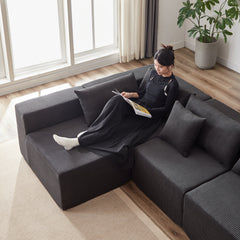 104-Inch Corduroy  Modular L Shaped Sectional Sofa,Luxury Floor Couch Set,Upholstered Indoor Furniture,Foam-Filled Compressed Sofa for Living Room,Bedroom,4 PC Free Combination