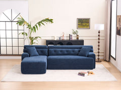 105'' Cloud Sectional Couch with L-Shape Chaise,Modern Modular Sofa with Deep Seat, Boneless Sofa for Living Room Bedroom,No Assembly Required,Blue.