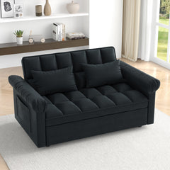 Loveseats Sofa Bed with Pull-out Bed,Adjsutable Back-Black