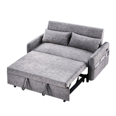 Contemporary Grey Pull Out Sleep Sofa Bed Loveseat with Adjustable Backrest, Storage Pockets, USB Ports and 2 Soft Pillows