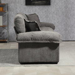 84' Chenille Sofa Small Sofa Loveseat Deep Seat Sofa Couch with 2 Throw Pillows & Memory Foam for Living Room Apartment Office Lounge-Grey