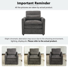 Cozy Upholstered Armchair with Double Cushion in Grey Chenille, 31.9 Inches