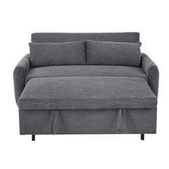 Modern Convertible Pull-out Sofa Bed with USB Ports, Dark Grey Corduroy, 57.48'