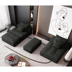 Modern Oversized Modular Sectional Sofa with Ottoman, Seat, Chaise lounge and Armrest, Sparkling Chenille Fabric Soft Cushion Sofa with 4 Pillows,4 PCS DIY Combination Tufted Sofa,No Assembly Required