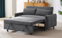 Modern Convertible Pull-out Sofa Bed with USB Ports, Dark Grey Corduroy, 57.48'