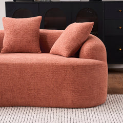 LY-025S Coral Curved Loveseat: Compressed No Assembly, Chenille Small Sofa, 30D Sponge, Compact for Apartments, 65' L, 300Lbs, 3 Pillows