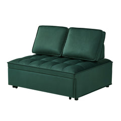 Convertible sleeping sofa bed, modern velvet fabric double seat sofa bed, sleeping sofa bed with 2 backs and detachable backs, backs, suitable for living room bedroom(GREEN)