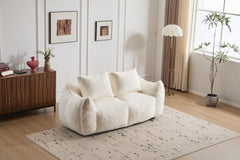 Giant Bean Bag Couch for Adults, Ultra Soft Fluffy Loveseat Bean Bag Sofa, Oversized Chase Lounge Chair Indoor for Living Room Bedroom, No Assembly Required Cozy Reading Chair with Pillows, White