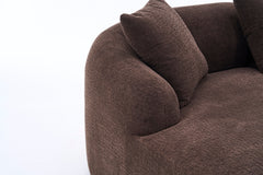 Compression Sponge L-Shape Sectional Sofa with Curved Chaise, Brown Modular Chenille Couch No Assembly Required, 30D High-Density for Living Room Bedroom Apartment Lounge.