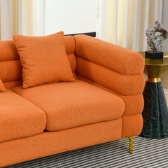 81 Inch Oversized 3 Seater Sectional Sofa, Living Room Comfort Fabric Sectional Sofa-Deep Seating Sectional Sofa, Soft Sitting with 3 Pillows for Living Room,Bedroom,Office.,Orange teddy(W834S00034)