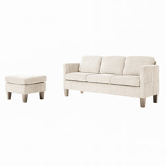 L-Shaped Sofa with Padded Corduroy: Multi-functional Design, Modern Luxury Appearance - Ideal for Living Rooms, Apartments - Easy Assembly & Maintenance,off-white