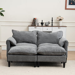 Convertible Combination Sofa, Sofa U-Shaped, Sofa with Footstools with Storage, Gray Sofa for Living Room, Living Room/Bedroom/Office/Small Space 2-Seater Combination Sofa - (Gray)