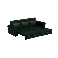 93.7 ' Pull Out Sofa Bed, 3-in-1 Faux Leather Convertible Sleeper Sofa with Nailhead Trim & Rolled Arm,Multi-Functional Sofa Bed for Living Room,Bedroom,Apartment,Office