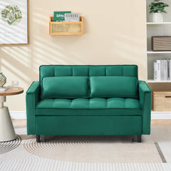 55-inch Green velvet sofa bed, elegant and convenient, with storage pockets, cleverly interpreting the three-in-one conversion