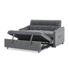Loveseats Sofa Bed with Pull-out Bed,Adjsutable Back and Two Arm Pocket,TypeC and USB Charging with Copper nail,Grey (47'x53'x31')