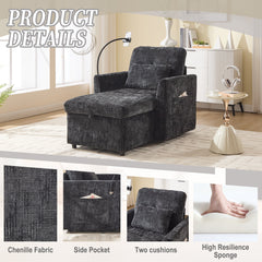 Multifunctional Lazy Person Sofa Recliner with Storage Backrest and Cell Phone Bracket in Chenille for Living Room or Bedroom