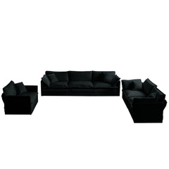 Modern Sofa Couch, 3 Piece Set Extra Deep Seat Sectional Sofa for Living Room, Oversized Sofa, 3 Seat Sofa, Loveseat and Single Sofa, Black Chenille