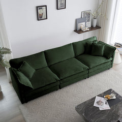 2-Piece Upholstered Sofa, Living Room Sectional Sofa Set Modern Sofa Couches Set , Deep Seat Sofa for Living Room Apartment, 1+3 Seat Green Chenille